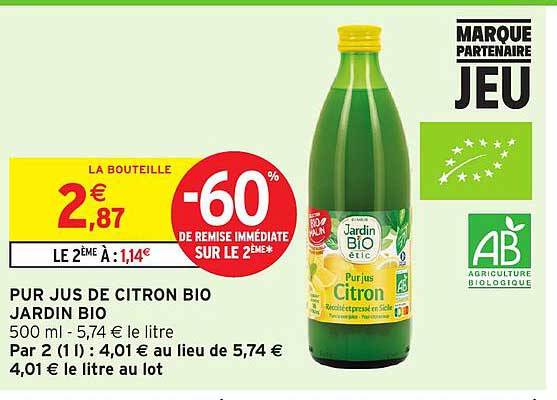 PUR JUS DE CITRON BIO JARDIN BIO