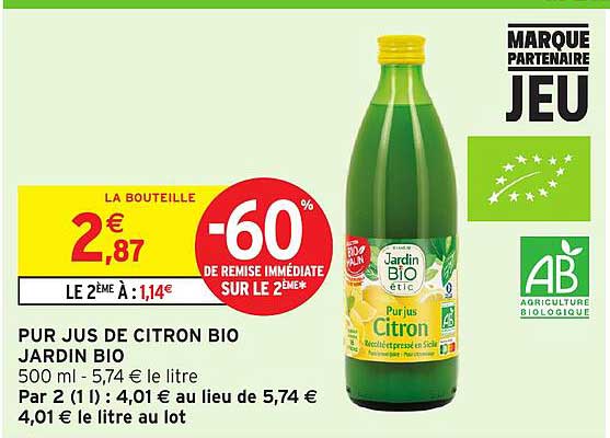 PUR JUS DE CITRON BIO JARDIN BIO