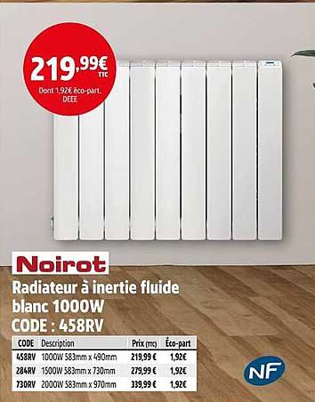 Radiateur à inertie fluide blanc 1000W