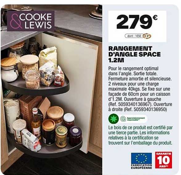 RANGEMENT D'ANGLE SPACE 1.2M