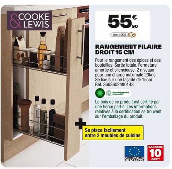 RANGEMENT FILAIRE DROIT 15 CM