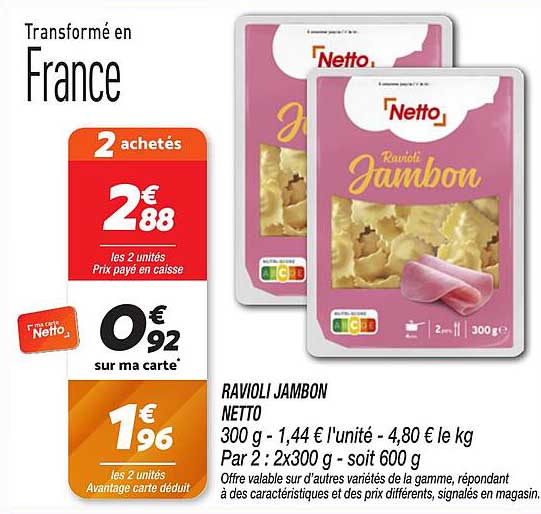 RAVIOLI JAMBON NETTO
