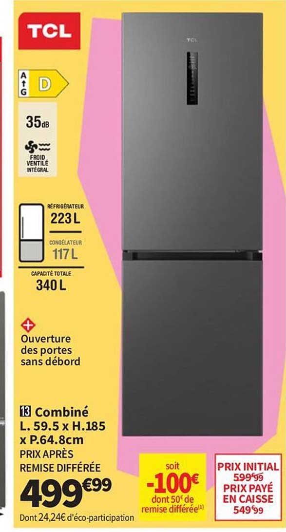 Réfrigérateur combiné TCL 340 L