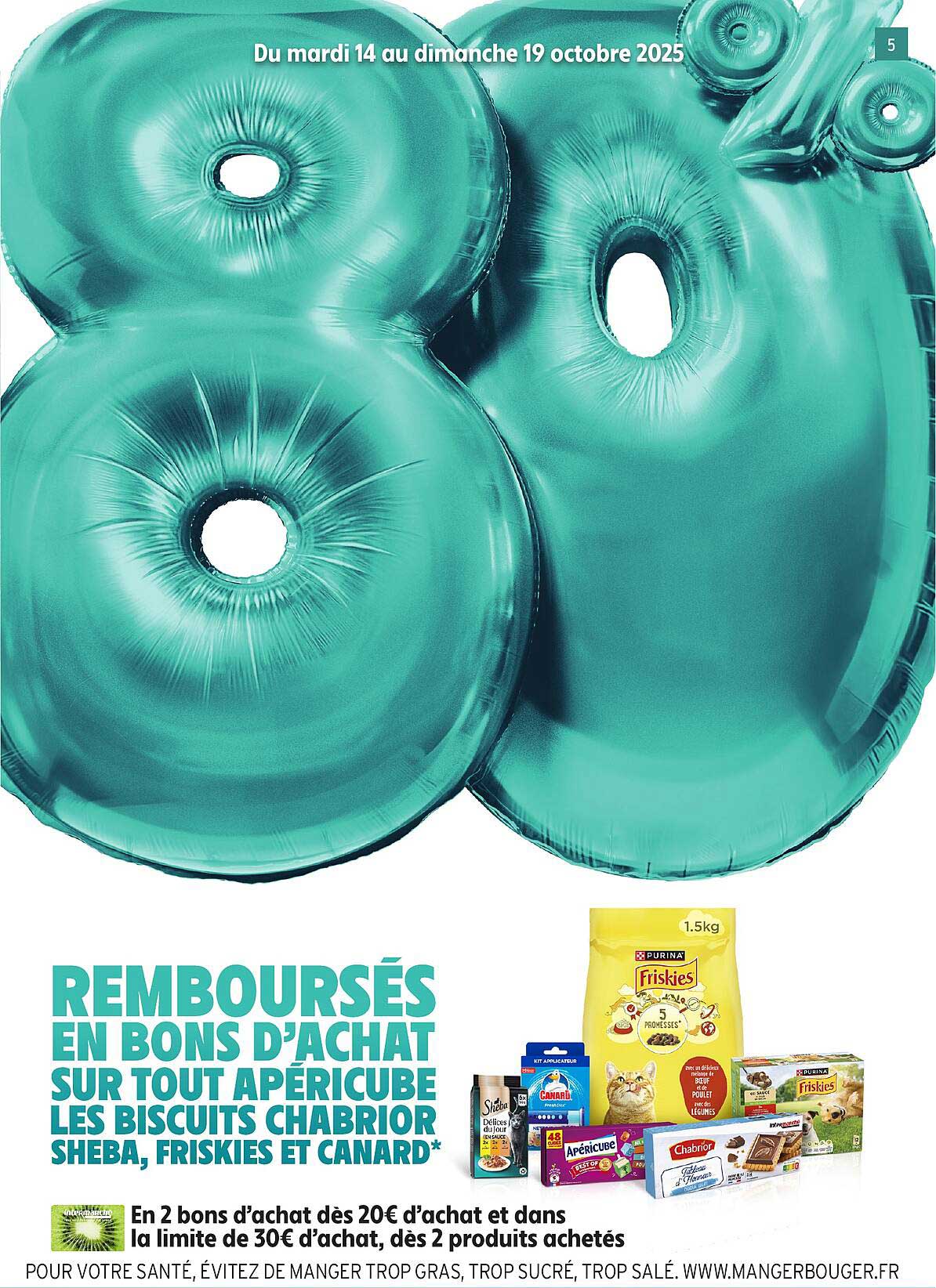 REMBOURSÉS EN BONS D’ACHAT SUR TOUT APÉRICEBLES BISCUITS CHABRIOR SHEBA, FRISKIES ET CANARD
