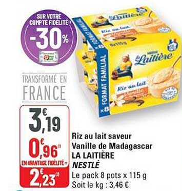 Riz au lait saveur Vanille de Madagascar LA LAITIÈRE