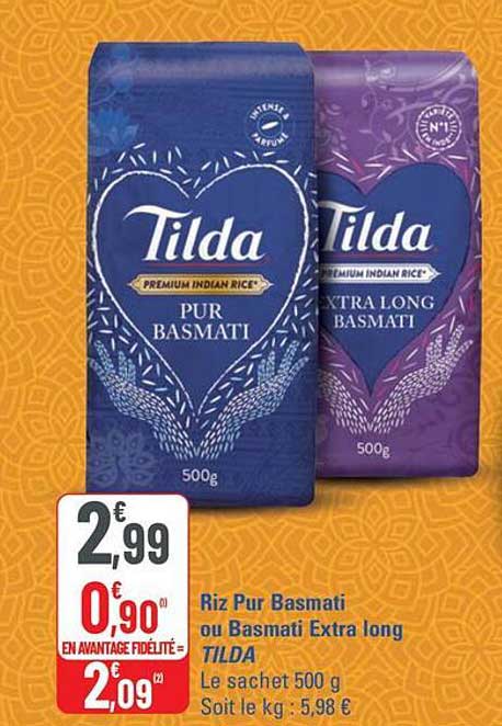 Riz Pur Basmati ou Basmati Extra long TILDA