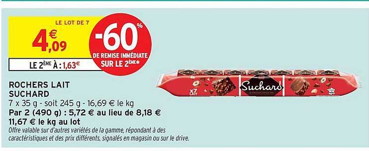 ROCHERS LAIT SUCHARD