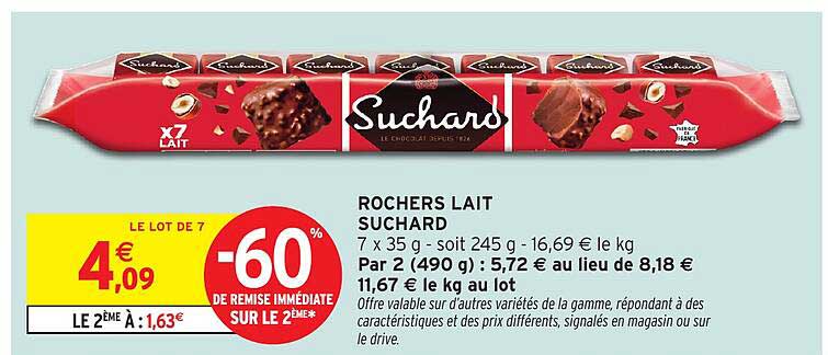 ROCHERS LAIT SUCHARD
