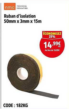 Ruban d'isolation 50mm x 3mm x 15m
