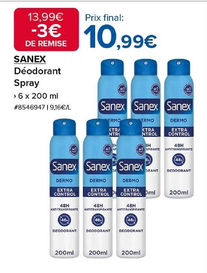 SANEX Déodorant Spray - 6 x 200 ml