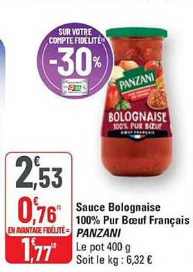 Sauce Bolognaise 100% Pur Bœuf Français PANZANI