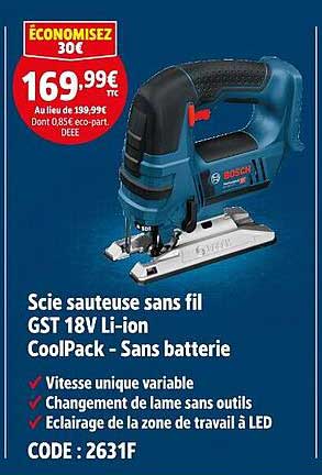 Scie sauteuse sans fil GST 18V Li-ion CoolPack - Sans batterie