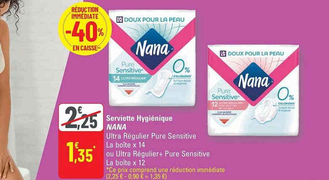 Serviette Hygiénique NANA Ultra Régulier Pure Sensitive