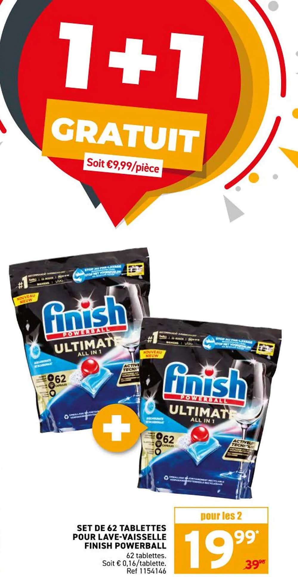 SET DE 62 TABLETTES POUR LAVE-VAISSELLE FINISH POWERBALL