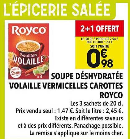 SOUPE DÉSHYDRATÉE VOLAILLE VERMICELLES CAROTTES ROYCO