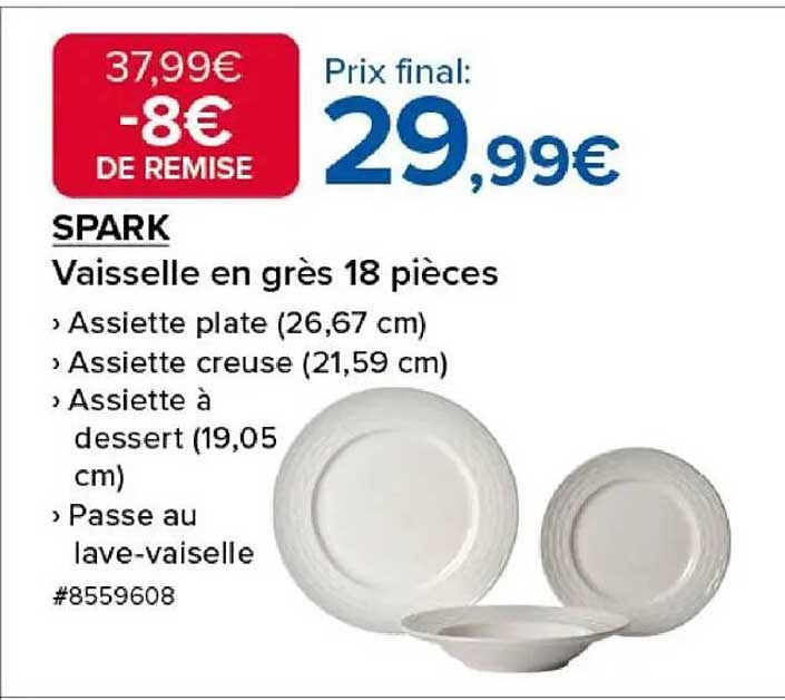 SPARK Vaisselle en grès 18 pièces