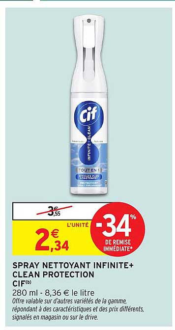 SPRAY NETTOYANT INFINITE+ CLEAN PROTECTION CIF®