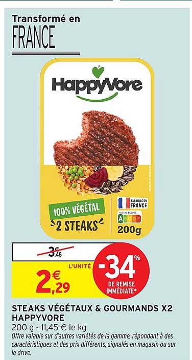 STEAKS VÉGÉTAUX & GOURMANDS X2 HAPPYVORE