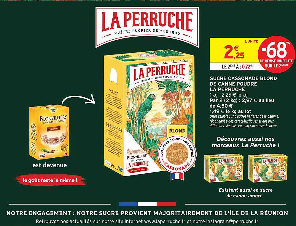 SUCRE CASSONADE BLOND DE CANNE POUDRE LA PERRUCHE