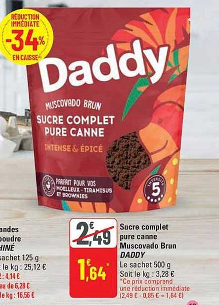 Sucre complet pur canne Muscovado Brun Daddy