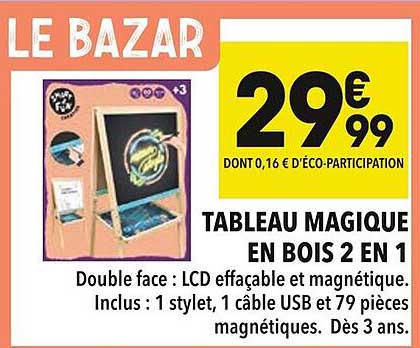 TABLEAU MAGIQUE EN BOIS 2 EN 1