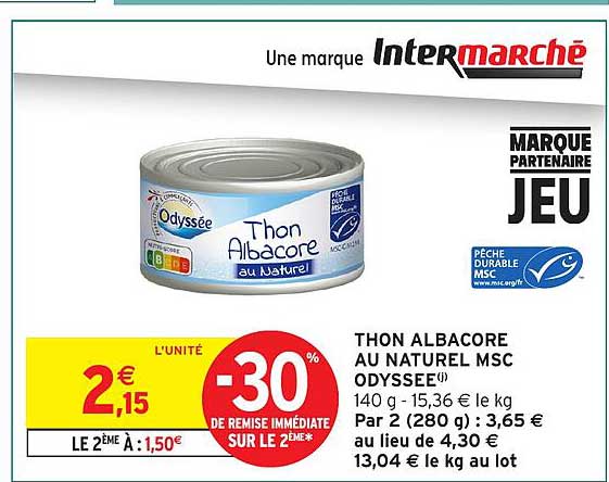THON ALBACORE AU NATUREL MSC ODYSSÉE
