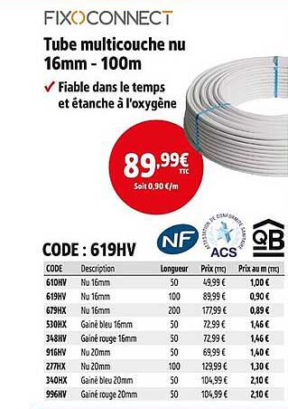 Tube multicouche nu 16mm - 100m