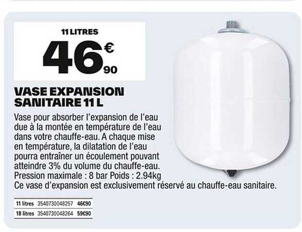 VASE EXPANSION SANITAIRE 11 L