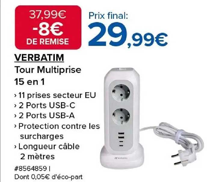 VERBATIM Tour Multiprise 15 en 1