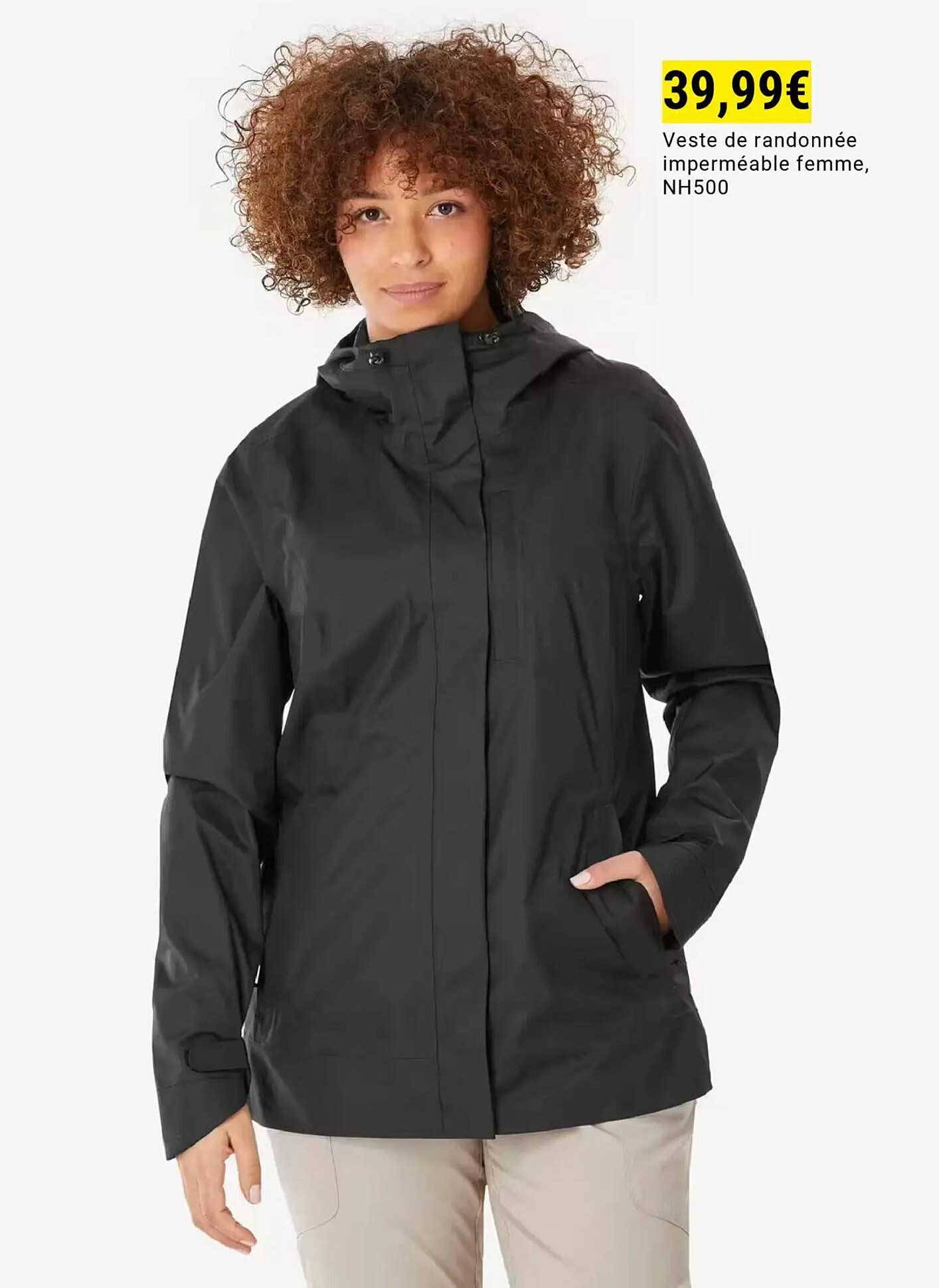 Veste de randonnée imperméable femme, NH500
