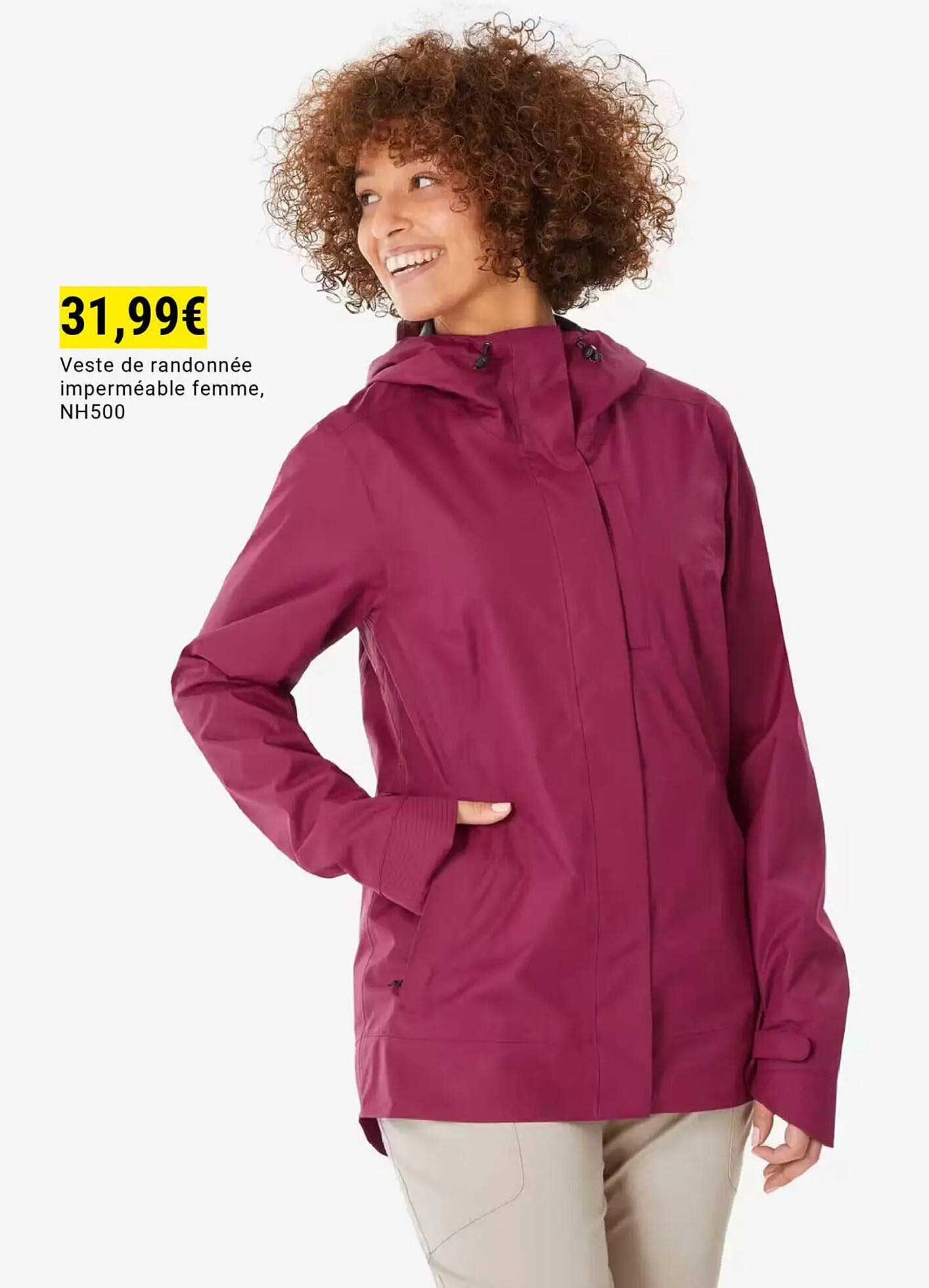 Veste de randonnée imperméable femme, NH500