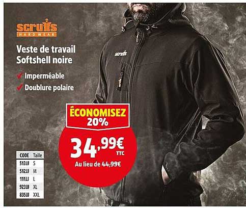 Veste de travail Softshell noire