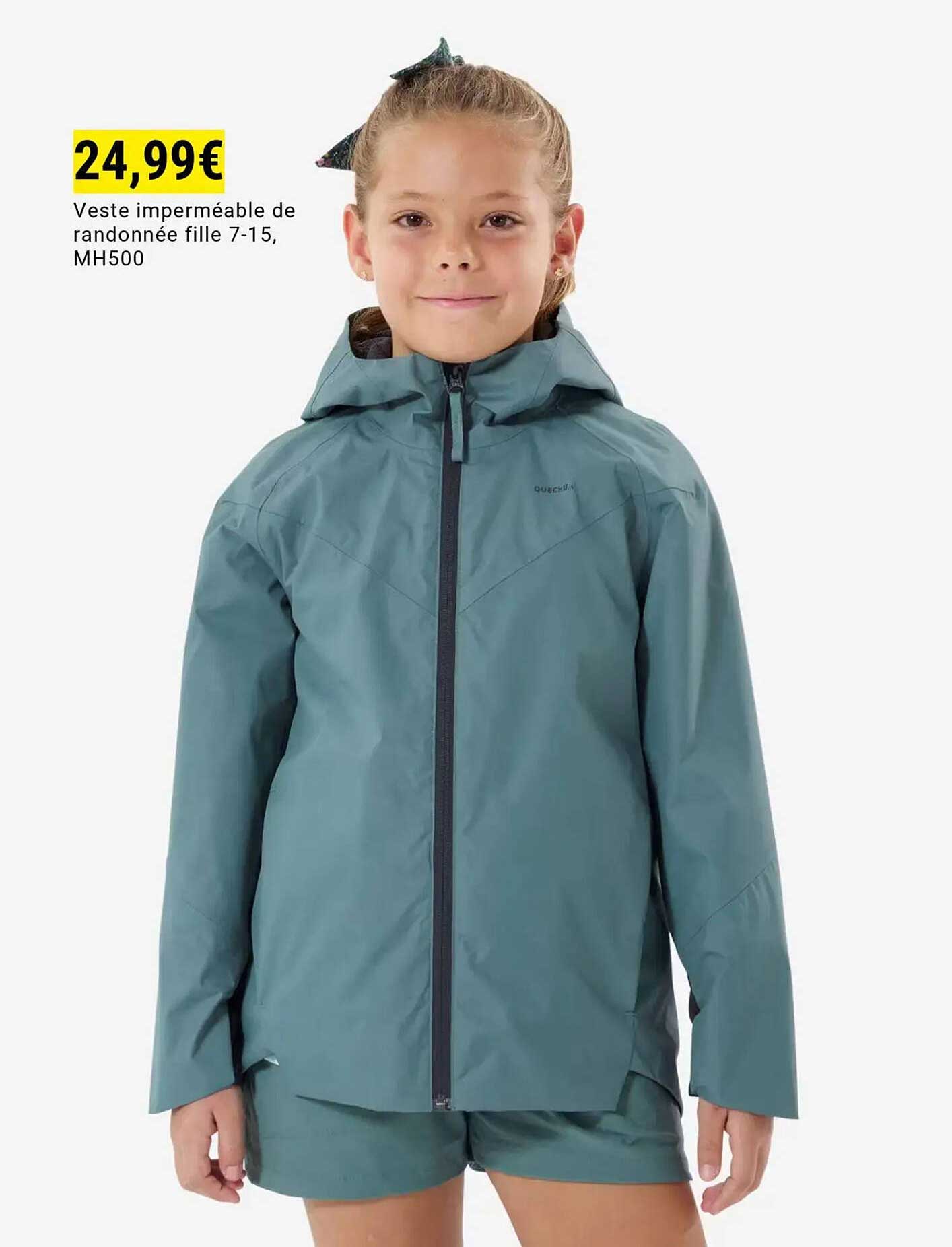Veste imperméable de randonnée fille 7-15, MH500