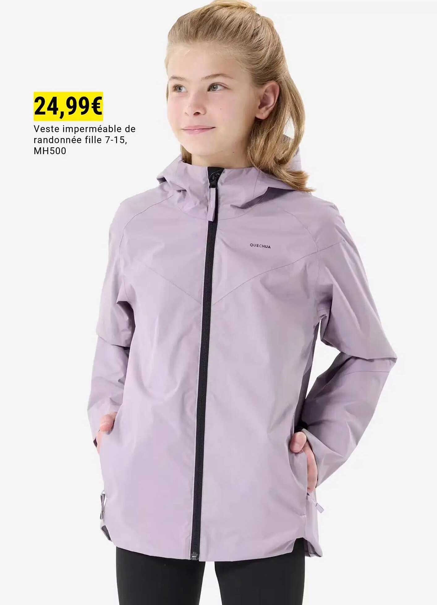 Veste imperméable de randonnée fille 7-15, MH500
