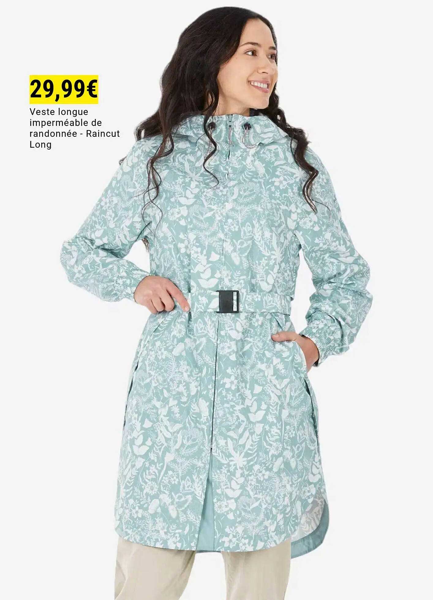 Veste longue imperméable de randonnée - Raincut Long