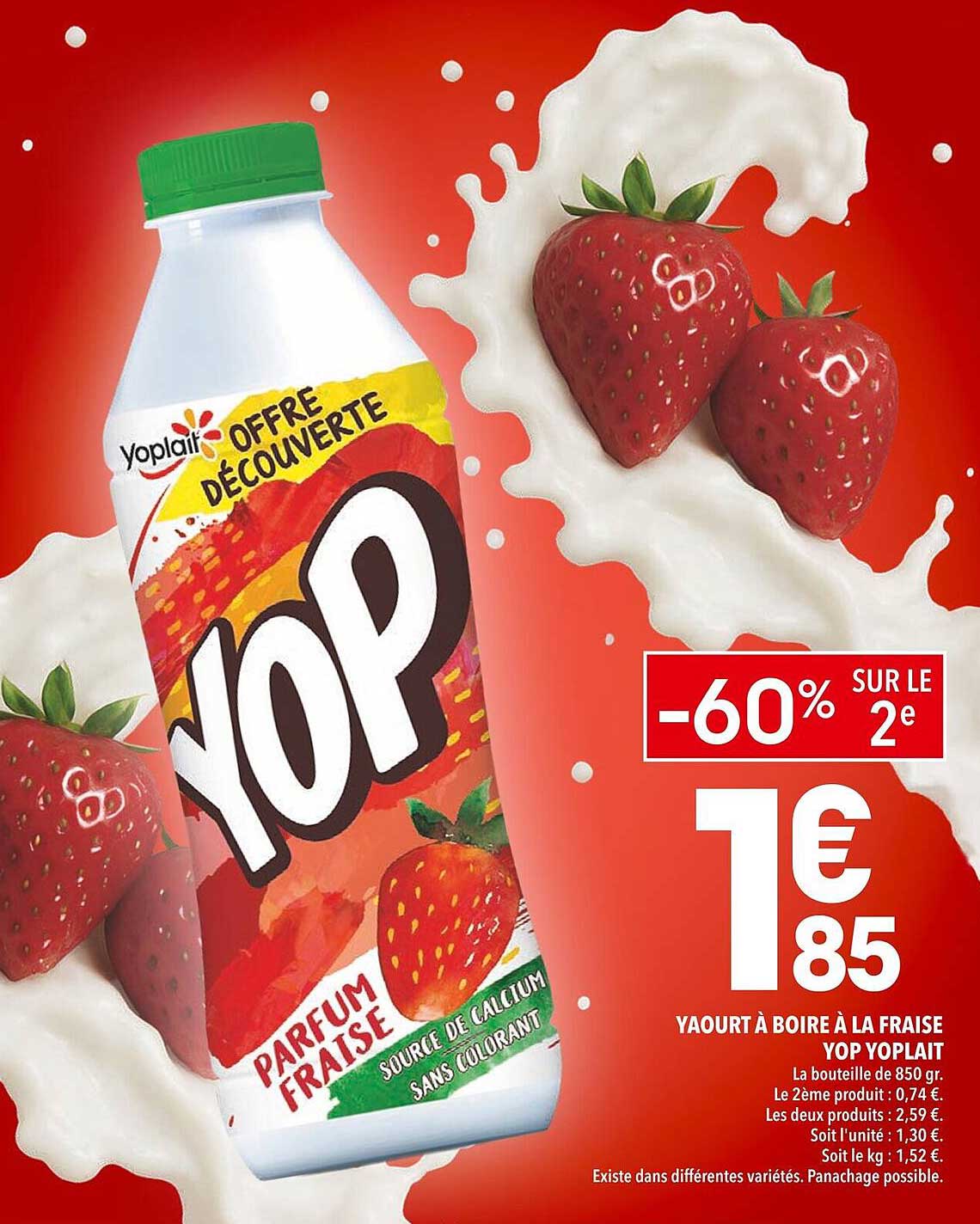 YOP YOPLAIT - Yaourt à boire à la fraise