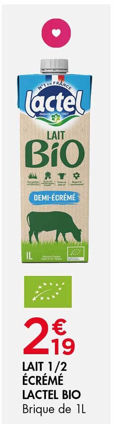 Lait 1/2 Écrémé Lactel Bio
