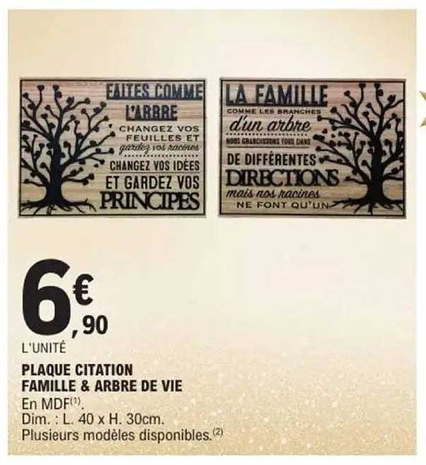 PLAQUE CITATION FAMILLE & ARBRE DE VIE