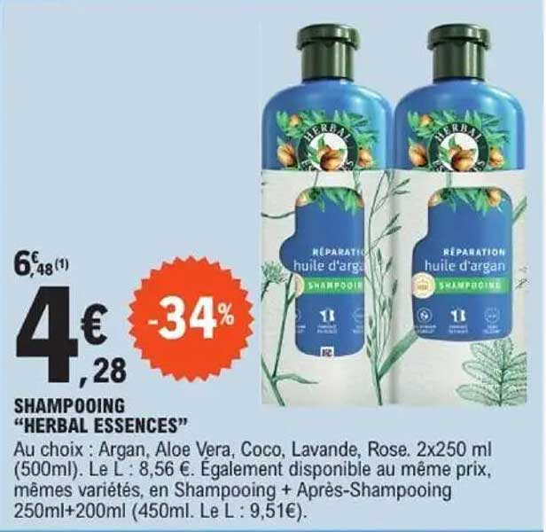 Pack De 3 Shampoings Réparation à L'huile D'argan Herbal Essences - 250 Ml Chacun