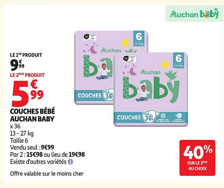 COUCHES BÉBÉ AUCHAN BABY