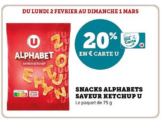 SNACKS ALPHABETS SAVEUR KETCHUP U