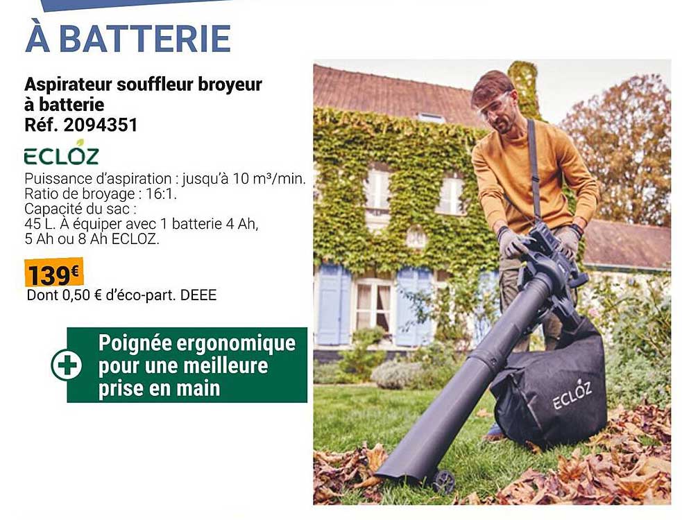 Aspirateur souffleur broyeur à batterie ECLÔZ