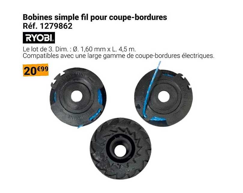 Bobines simple fil pour coupe-bordures