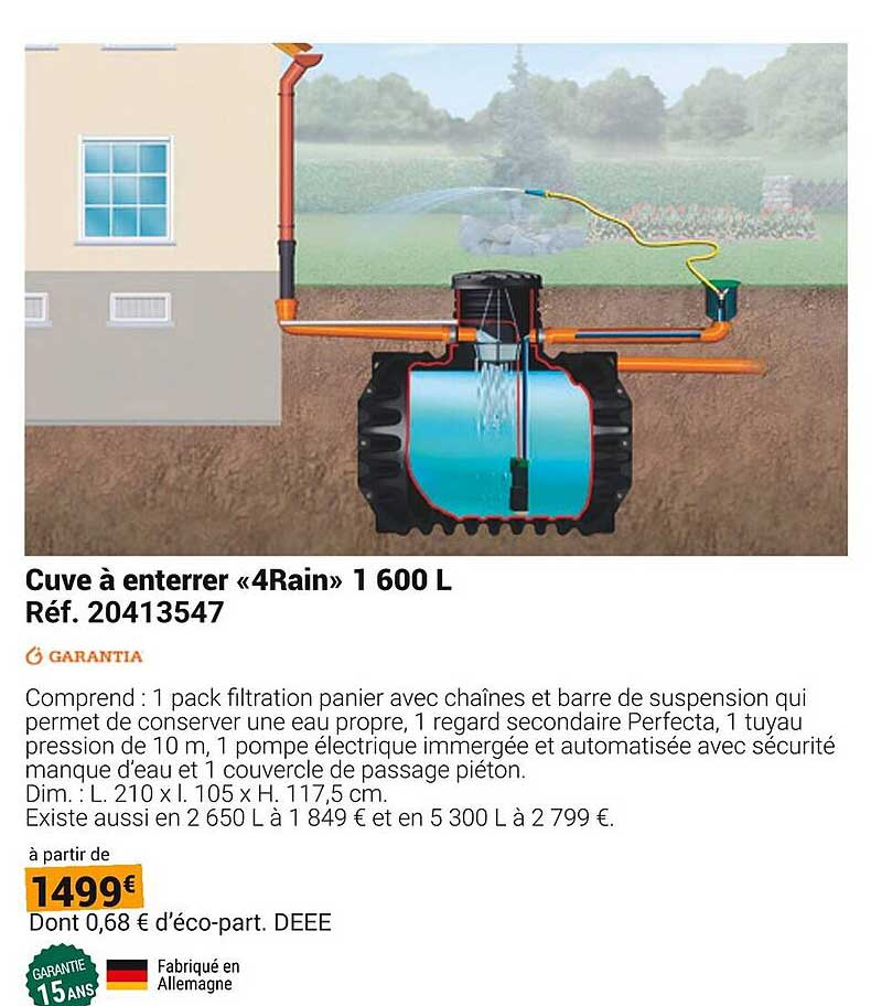 Cuve à enterrer «4Rain» 1 600 L