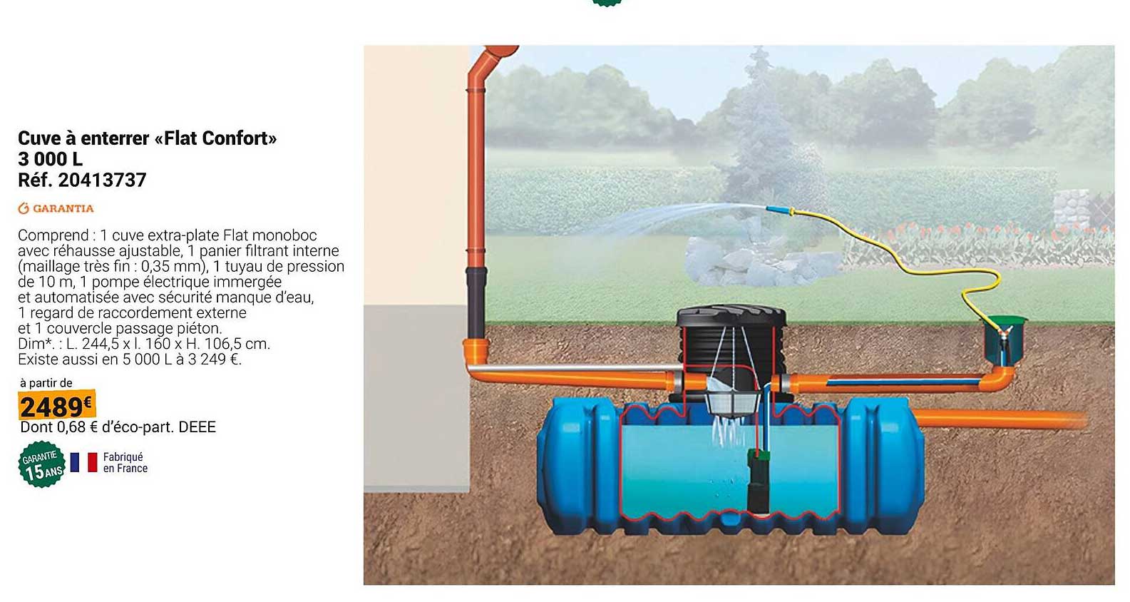 Cuve à enterrer «Flat Confort» 3 000 L
