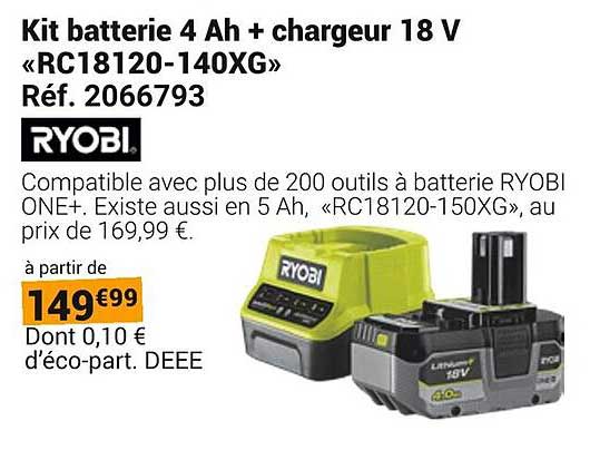 Kit batterie 4 Ah + chargeur 18 V «RC18120-140XG»