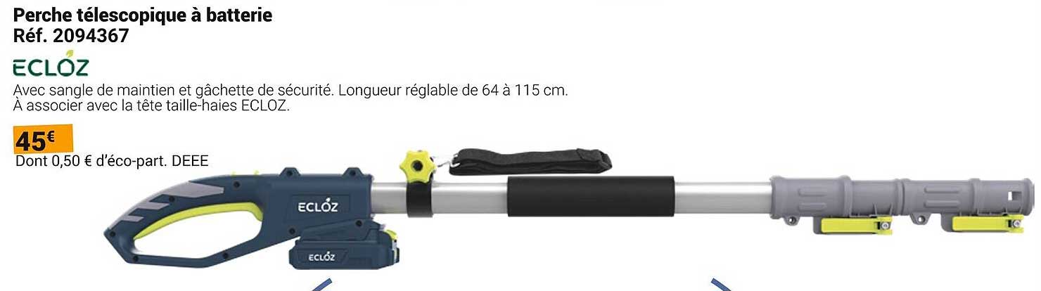Perche télescopique à batterie