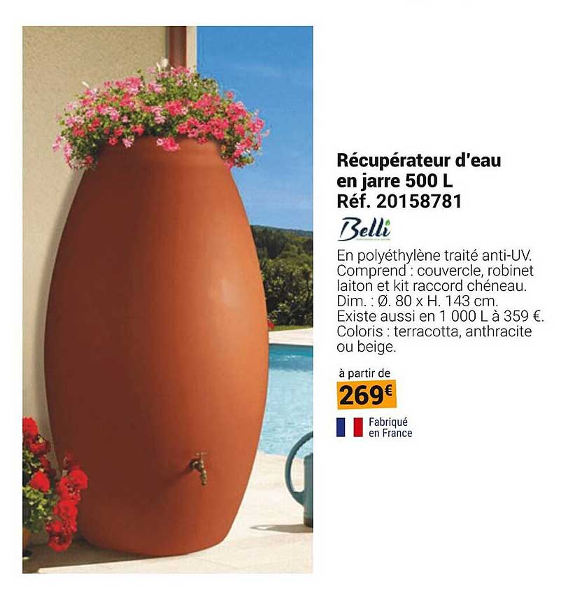 Récupérateur d'eau en jarre 500 L