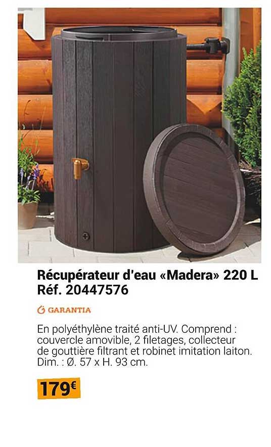 Récupérateur d'eau «Madera» 220 L