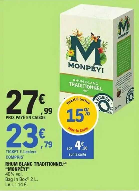 Rhum blanc traditionnel "MONPÉYI"